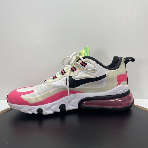 Nike Air Max 270 Running Shoes Women Size 9 React Hyper Pink  Neon White Lace up - Picture 7 of 12